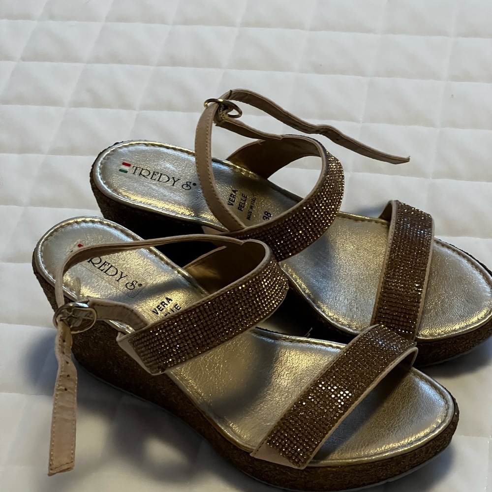 Sandel women nambr 38 mady Italy color nudo contrbl